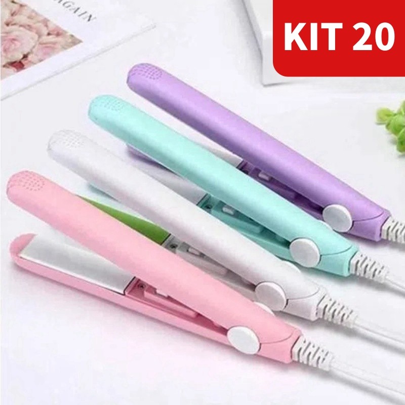 Kit Mini Chapinha Prancha De Cabelo Pequena Portátil Chapinha Com Case Transporte Bivolt em Oferta na Shopee