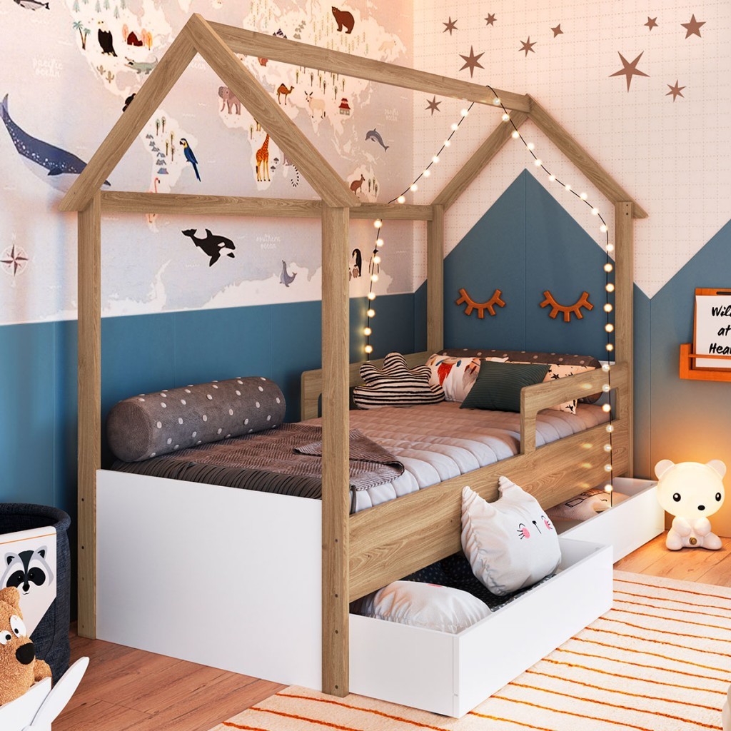 Cama Infantil Montessoriana 2 Gavetas Branco - Completa Móveis