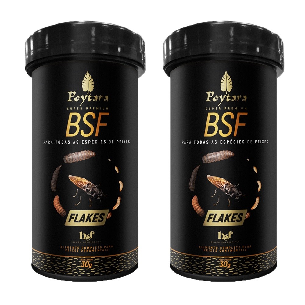 Kit 2 Rações p/ Peixes Poytara Black Soldier Fly Flakes 30g