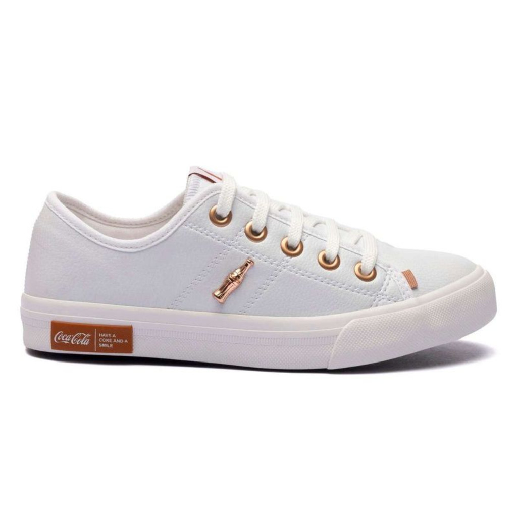 Tênis Coca Cola Miami Metallic Feminino Branco Casual Confortável Leve Urbano Dia a Dia Original