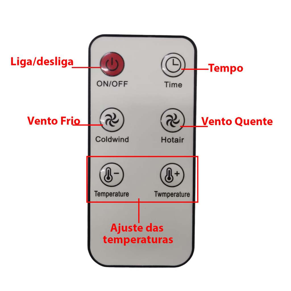 Aquecedor Refrigerador Ventilador Portatil 3 Em 1 Varal Secar Roupa Parede Controle Ajuste Temperatura Fria Quente