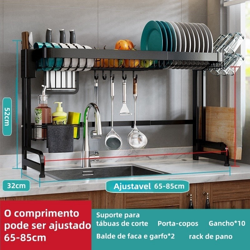 Escorredor Louça Autossustentavel Bancada Cozinha Pia Aço 63cm Cozinha Suspensa