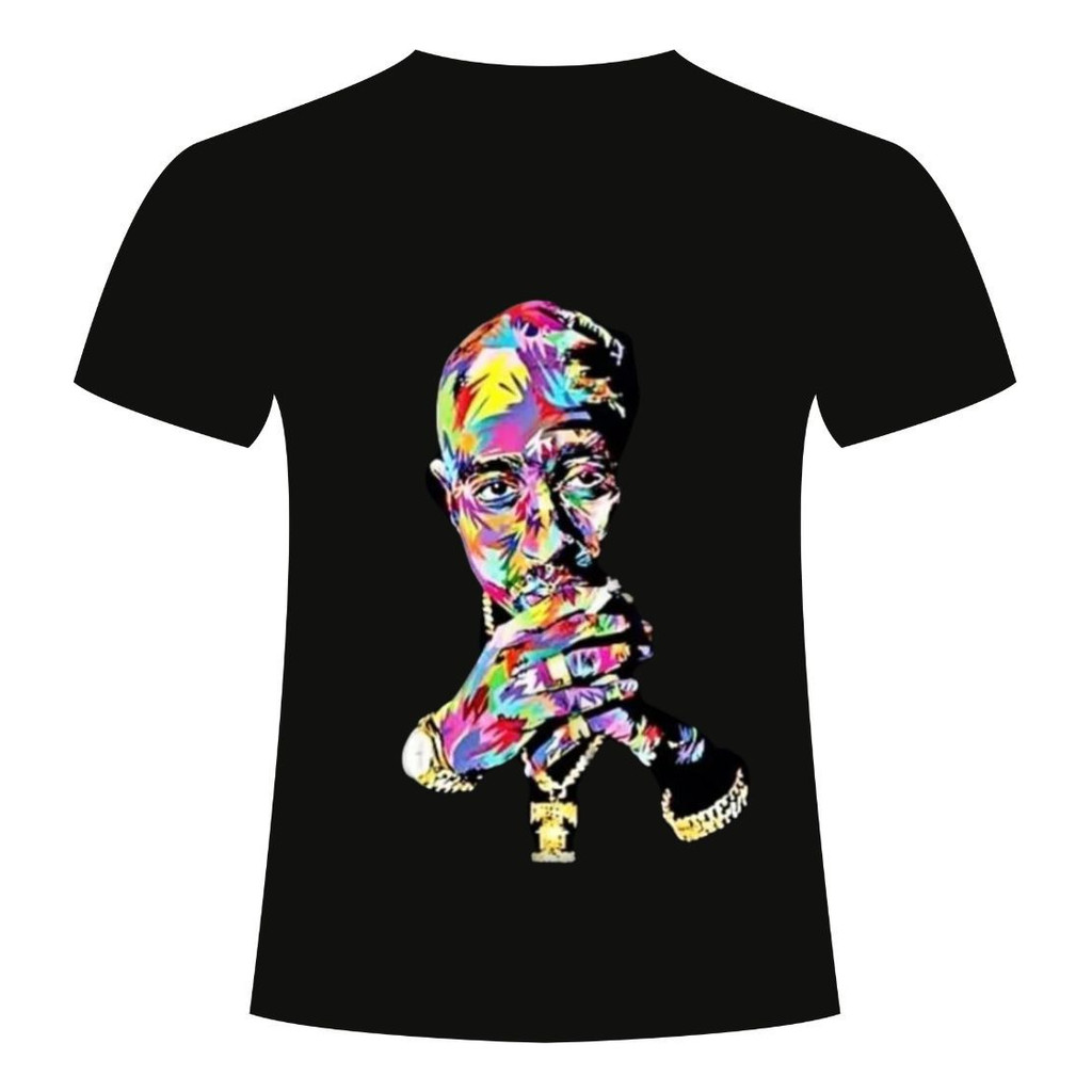 Camiseta Preta Básica Rap Tupac Shakur Rap Nacional