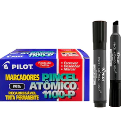 Marcador Permanente Atômico 1100-P Preto Pilot - 1 Caixa Com 12 Unidades