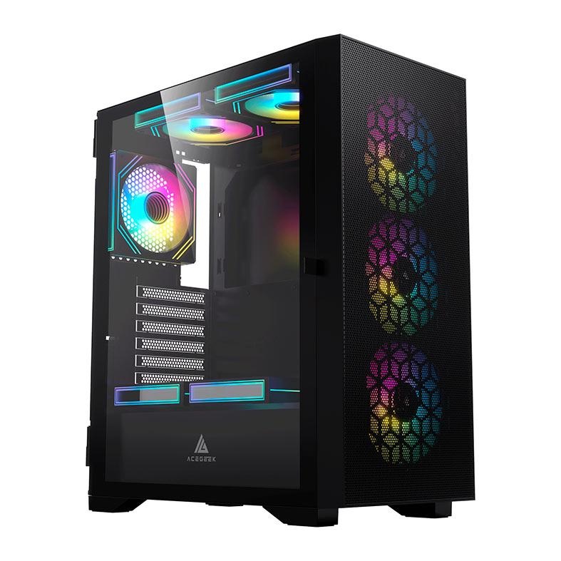 Gabinete Gamer Acegeek Shield D440, Mid-Tower, Lateral de Vidro, Preto, AG-SHIELD-D440-BK - Computers & Accessories