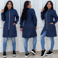 Jaleco Feminino Gabardine Manga Longa Acinturado Uniforme De Clinicas