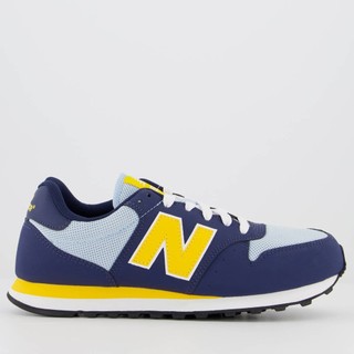Tênis New Balance 500V2 Marinho e Amarelo em Oferta na Shopee
