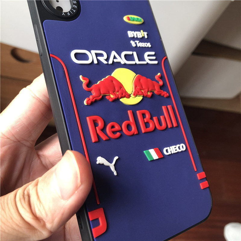 Capa De Telefone De Desenho Animado 3D Silicon Oracle Racing Red Bull Para iPhone 16 15 14 13 12 11 XR X XS 7G 8 Plus Mini Protetora De Segurança Anti-Queda
