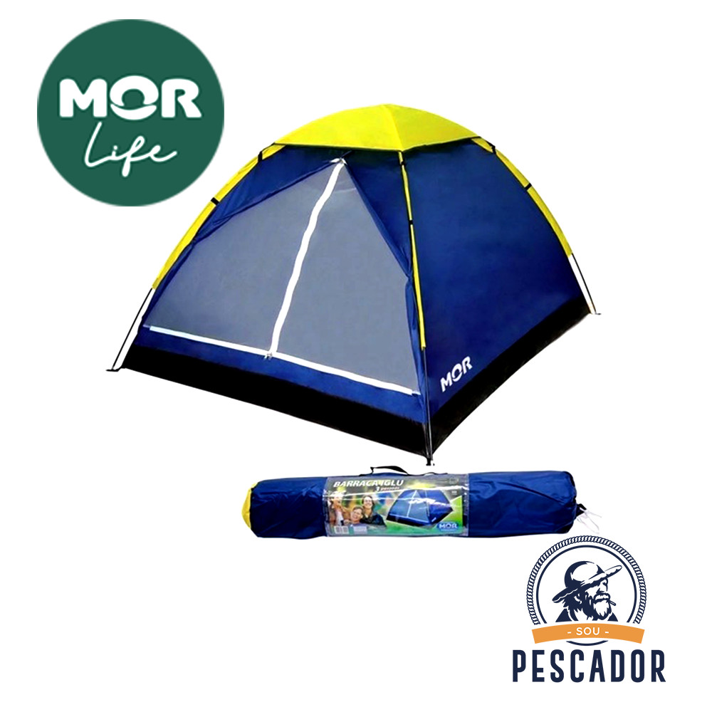 Barraca Iglu Azul Até 3 Pessoas, Para Camping, Pesca, Aventura, Produto Genuíno, Mor Life
