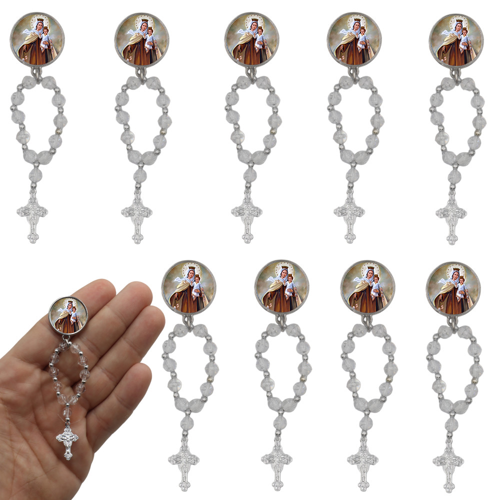10 Mini Terço Medalha Nossa Senhora do Carmo Lembrancinha