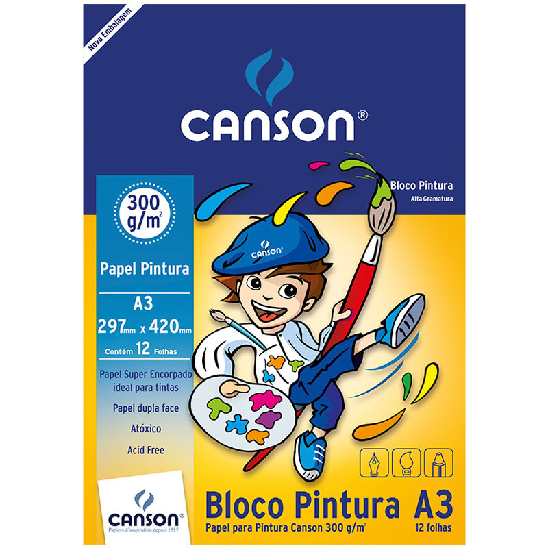 Bloco pintura A3 300g com 12 folhas 66667092 Canson