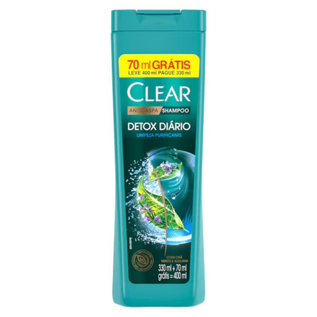 Shampoo Clear Detox Diário Anticaspa 400ml Limpeza Profunda