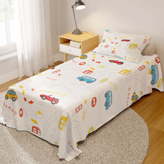 Kit Jogo de Lençol Infantil Baby Carrinhos Cobre Leito + Fronha Quarto Decorado Para Meninos em Oferta na Shopee