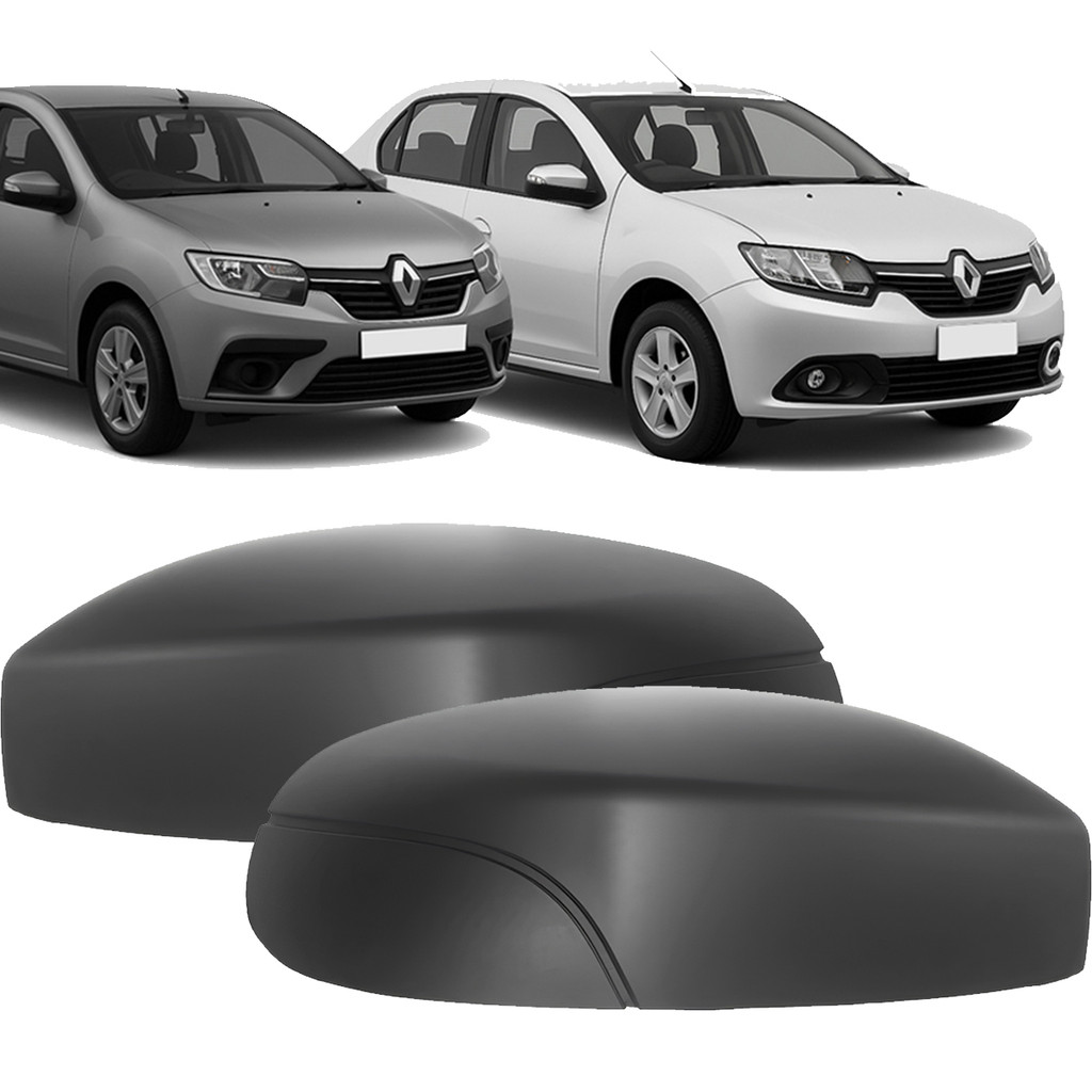 Capa Retrovisor Preto Sem Furo Seta Sandero Logan 2015 2016 2017 2018 2019 2020 2021