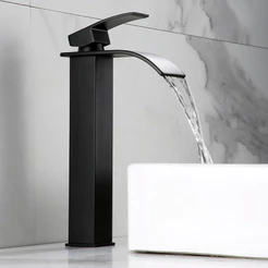 Torneira Mono Comando Inox Cascata Misturador Banheiro Cor Preto Aço inox