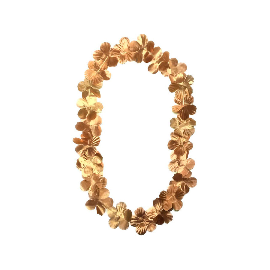 Colar Havaiano Flor Simples - Dourado - 35cm - 1 unidade - Rizzo