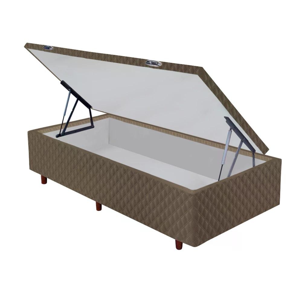 Base Box Baú Solteiro Cristalflex 88x188x44cm Suede Marrom Espaço Extra Organização em Oferta na Shopee