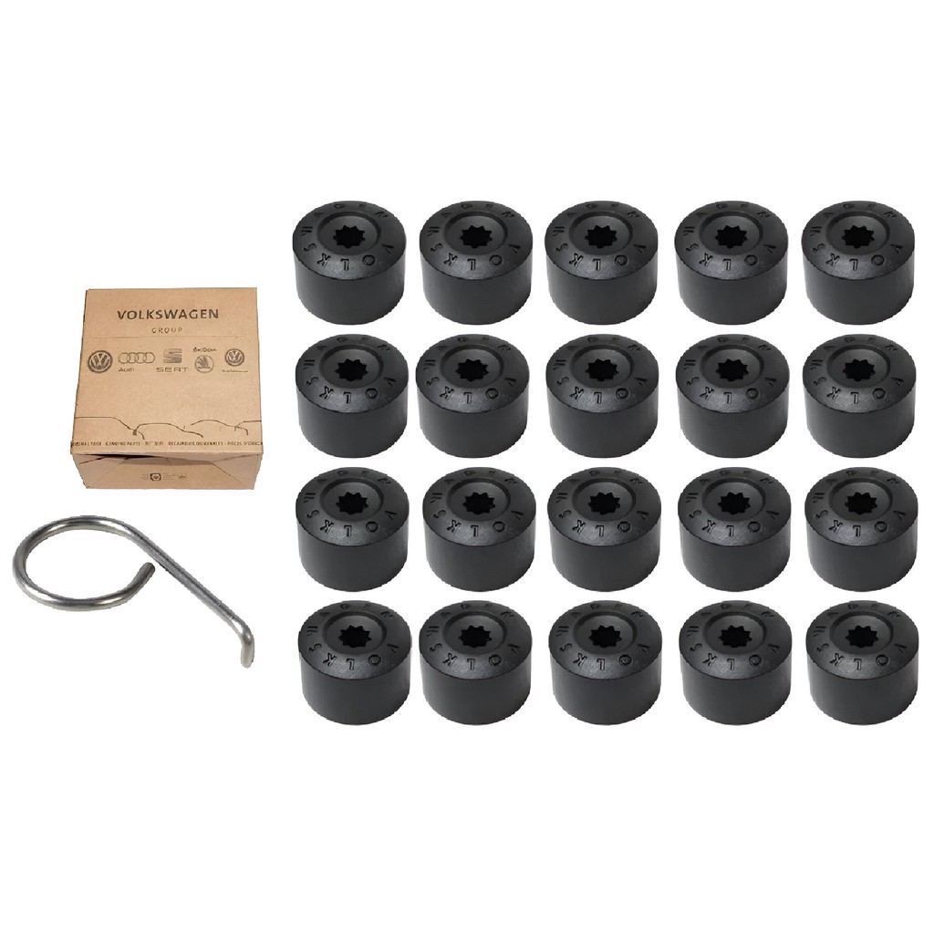 Kit 20 Capa Parafuso Roda Gancho Vw Golf Polo Bora Fox Jetta