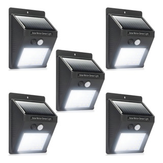 Kit 5 Luminaria Solar Luz Led Com Sensor Presença Automático Estrutura Preto em Oferta na Shopee