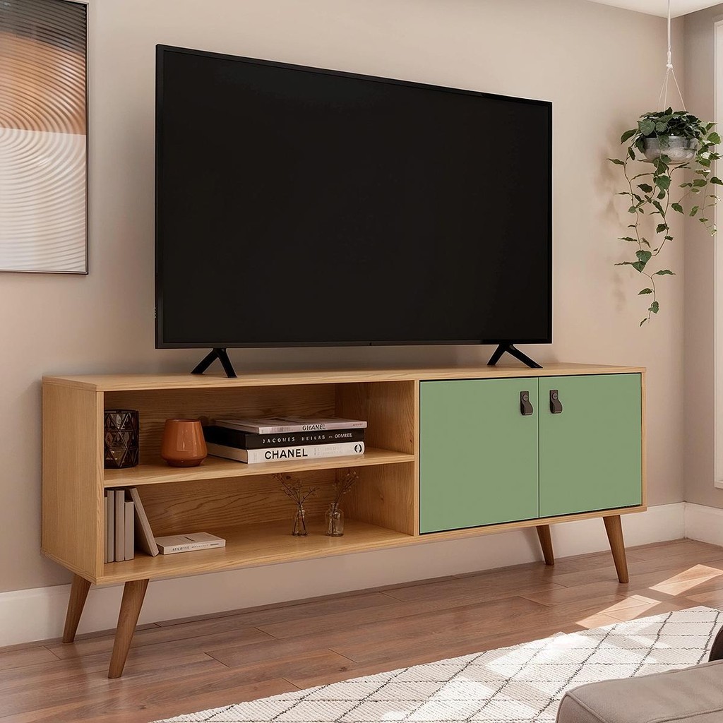 Rack para Tv Genialflex 2 Portas 160 cm Amber Savana Alecrim - Home & Living