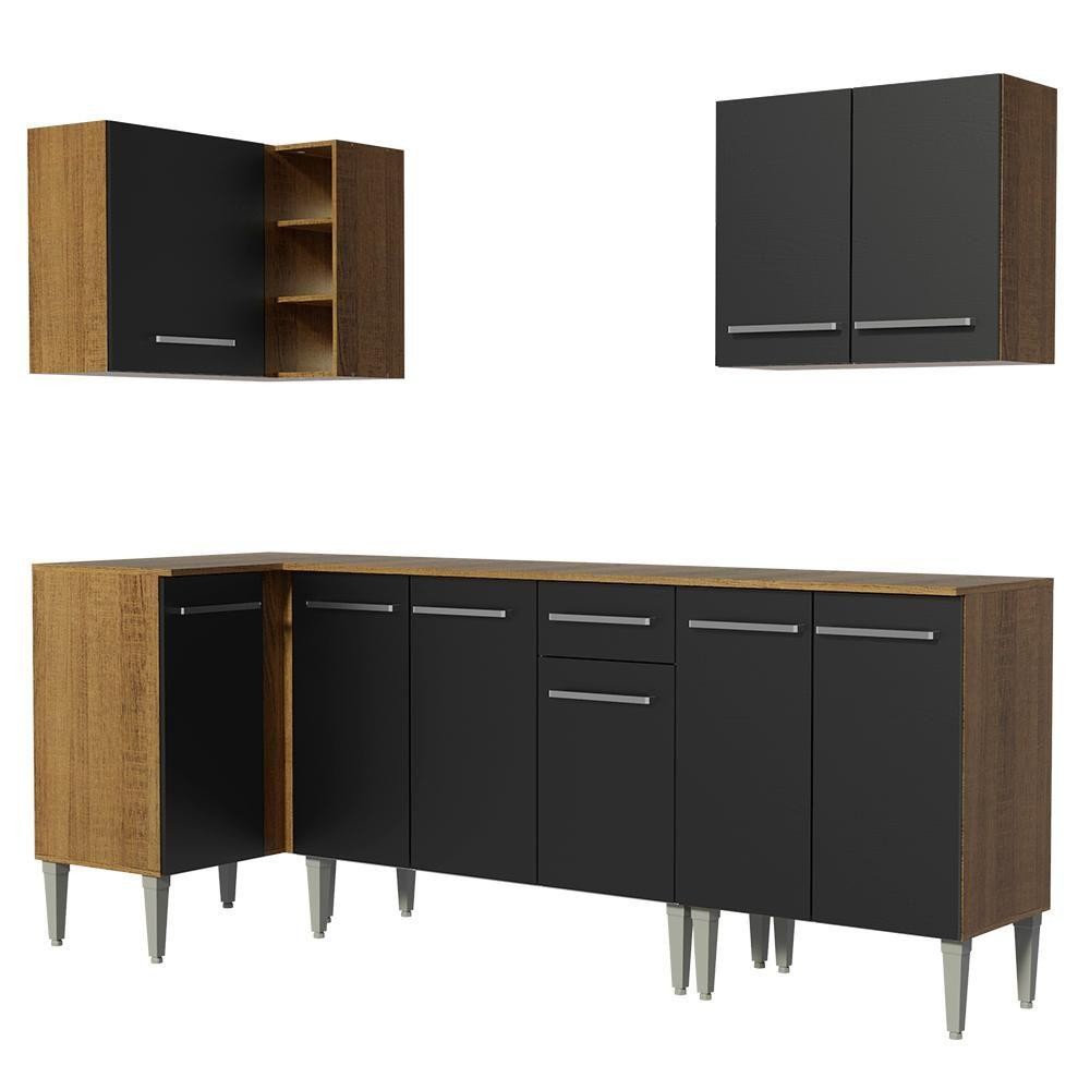 Cozinha Completa de Canto Emilly Open Madesa em Oferta na Shopee