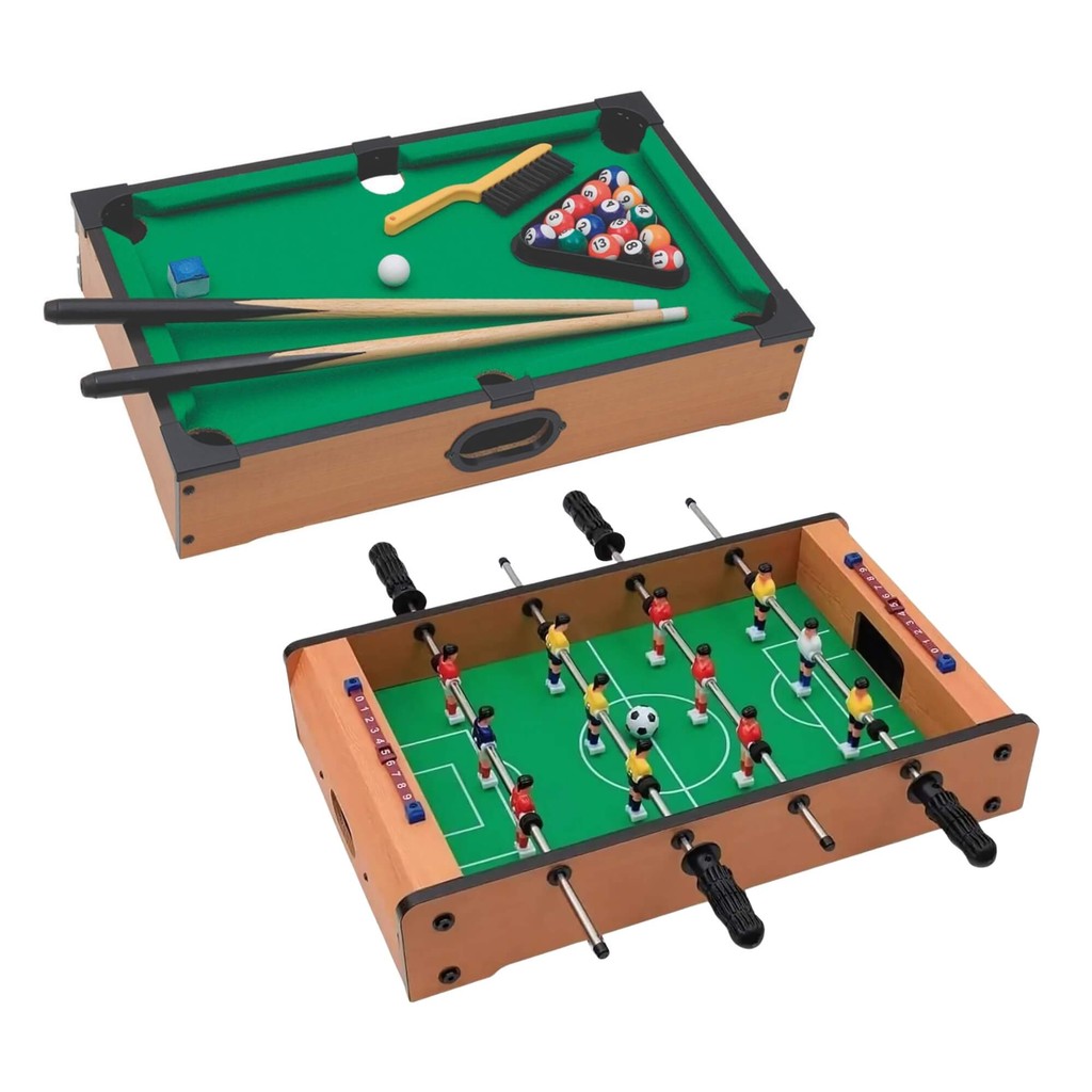 Kit Mini Mesa de Sinuca + Mesa de Pebolim Madeira 51cm Zippy Toys