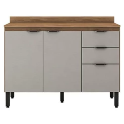 Balcão De Cozinha Firenze Com Tampo 120 Cm Amêndola Touch Nude Prime Tx - Demóbile