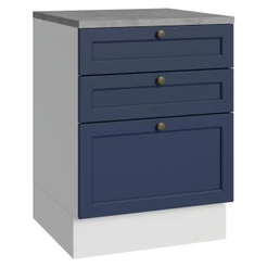 Balcão de Cozinha 60 cm 3 Gavetas Branco/Azul Vik Madesa