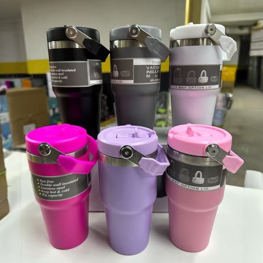 Copo Térmico Inox 600ml Com Tampa Alça e Canudo Térmica Inoxidável Personalizado Nome , Time, Logo