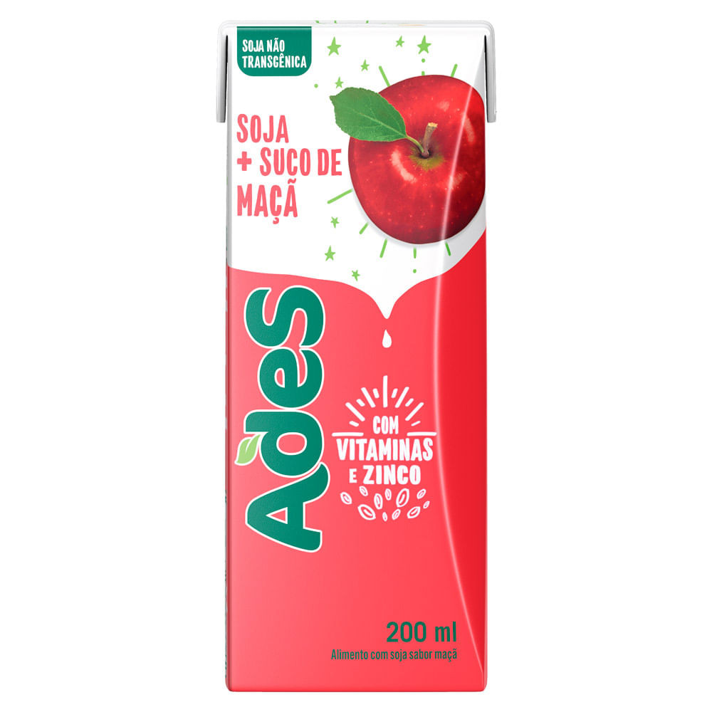 Bebida á Base Soja Ades Sabor Maçã 200ml - Food & Beverages
