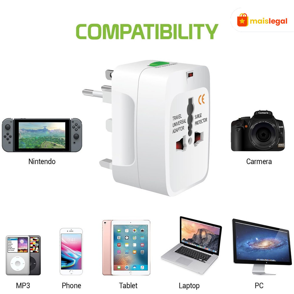 Adaptador Tomada Universal Internacional Viagem + 150 Países em Oferta na Shopee