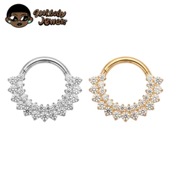 Piercing Septo Rook Conch Nariz Argola Titânio G23 Segmento Articulado Dupla Fileira Zircônia