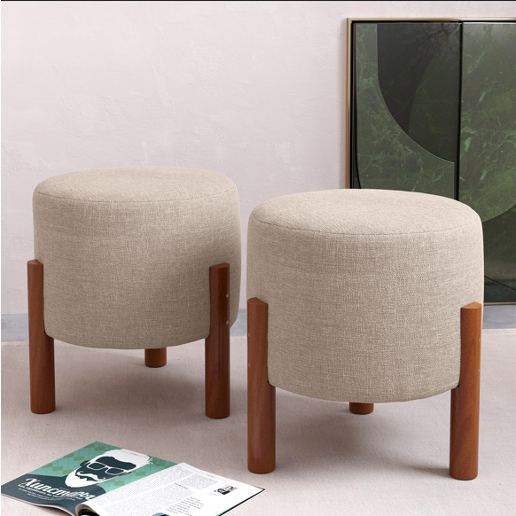Kit 2 Puff Para Quarto Sala Decoração Escritorio Quarto  Linho - Cores Multiuso Banqueta Banco Decorativo