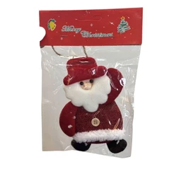 Enfeite Para Pendurar de Natal - Papai Noel Artesanal - Vermelho Branco - 14x10cm - 1 unidade - Rizzo