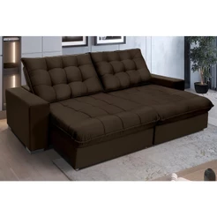 Sofá Retrátil E Reclinável 2,30m Suede Califórnia Marrom Café