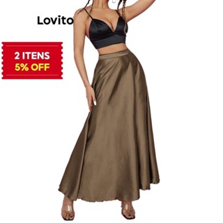 (Trendy) Lovito Saias lisas elegantes para mulheres L89ED045 em Oferta na Shopee