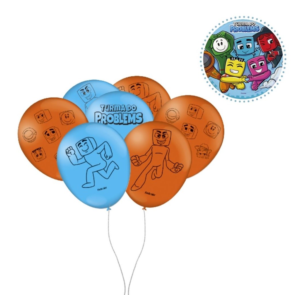 25~125 BALÃO BEXIGA FESTA TURMA DO PROBLEMS n°9 FESTCOLOR em Oferta na Shopee