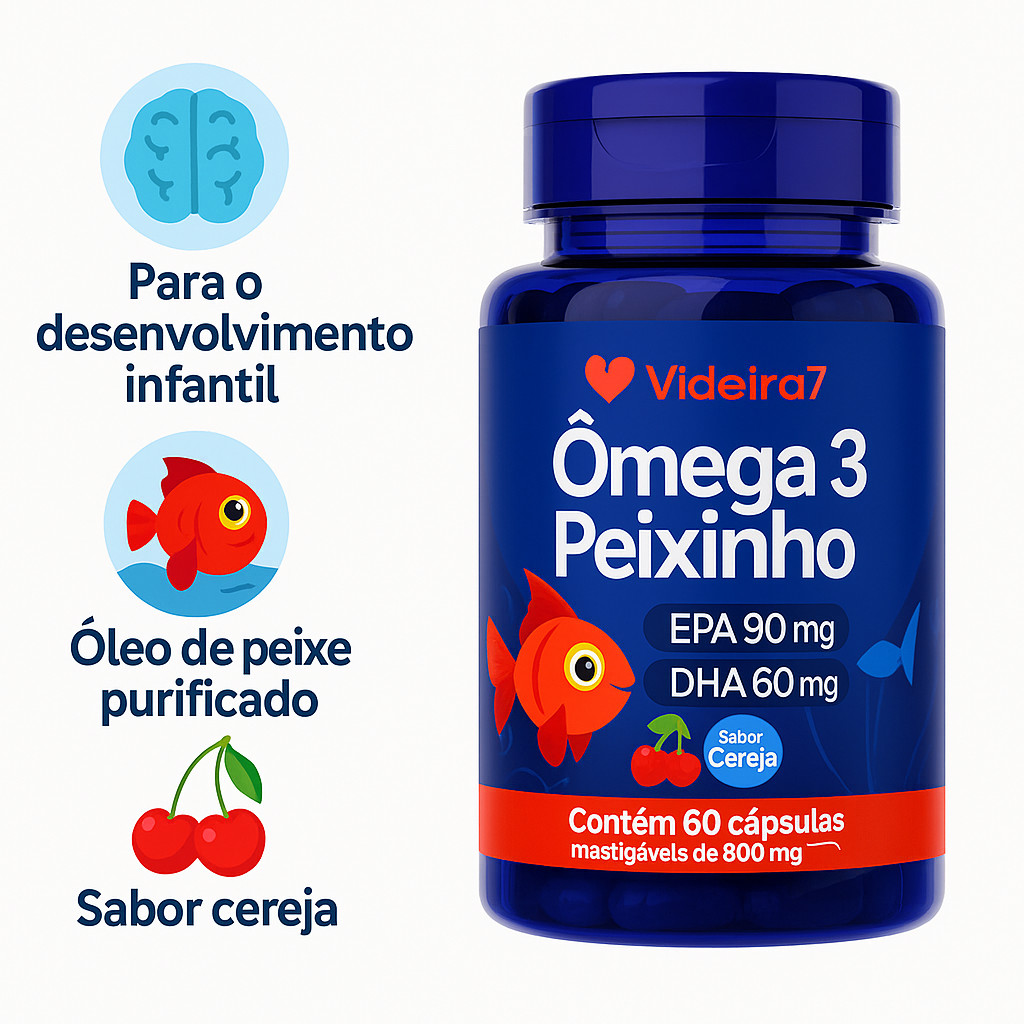 Detalhes do Ômega 3 Peixinho – 60 Cápsulas Mastigáveis | Videira7