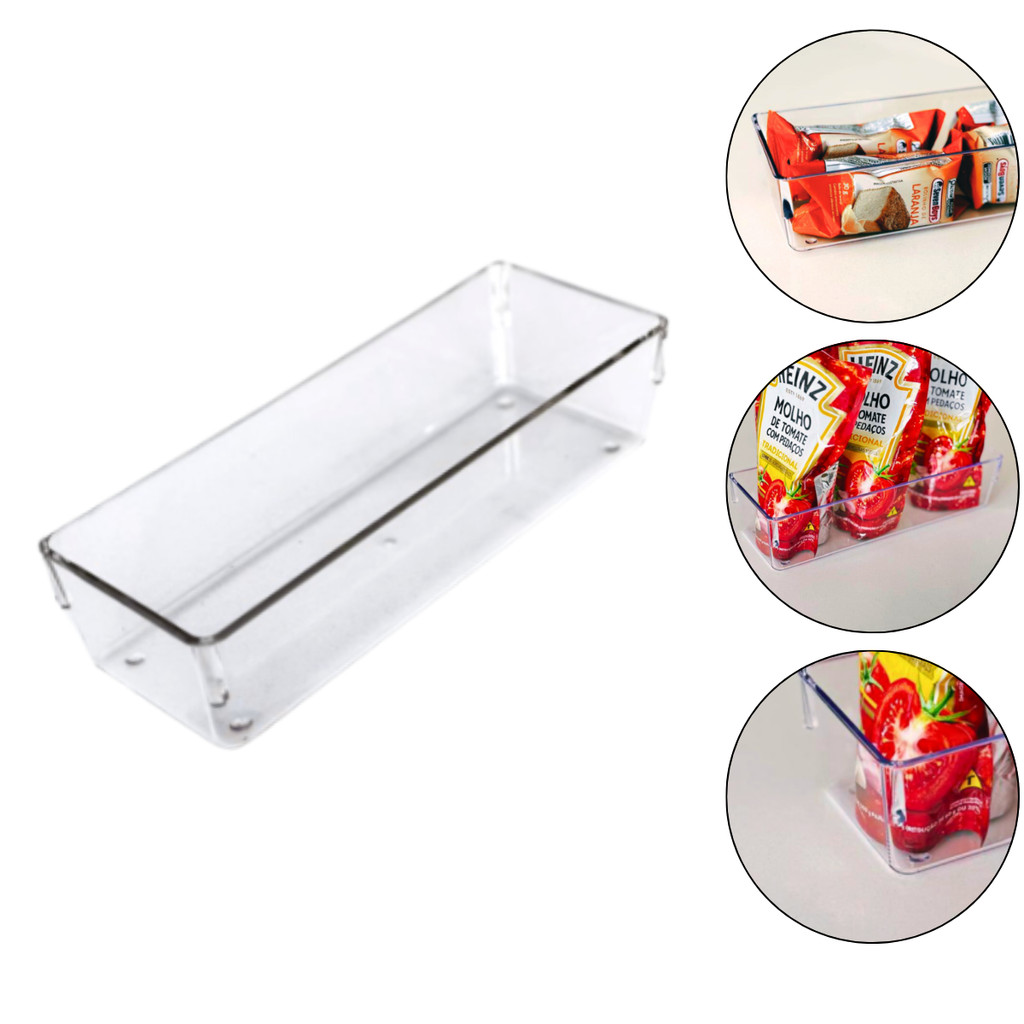 Organizador De Gavetas Multiuso Modular Cor Transparente M Trioplast em Oferta na Shopee