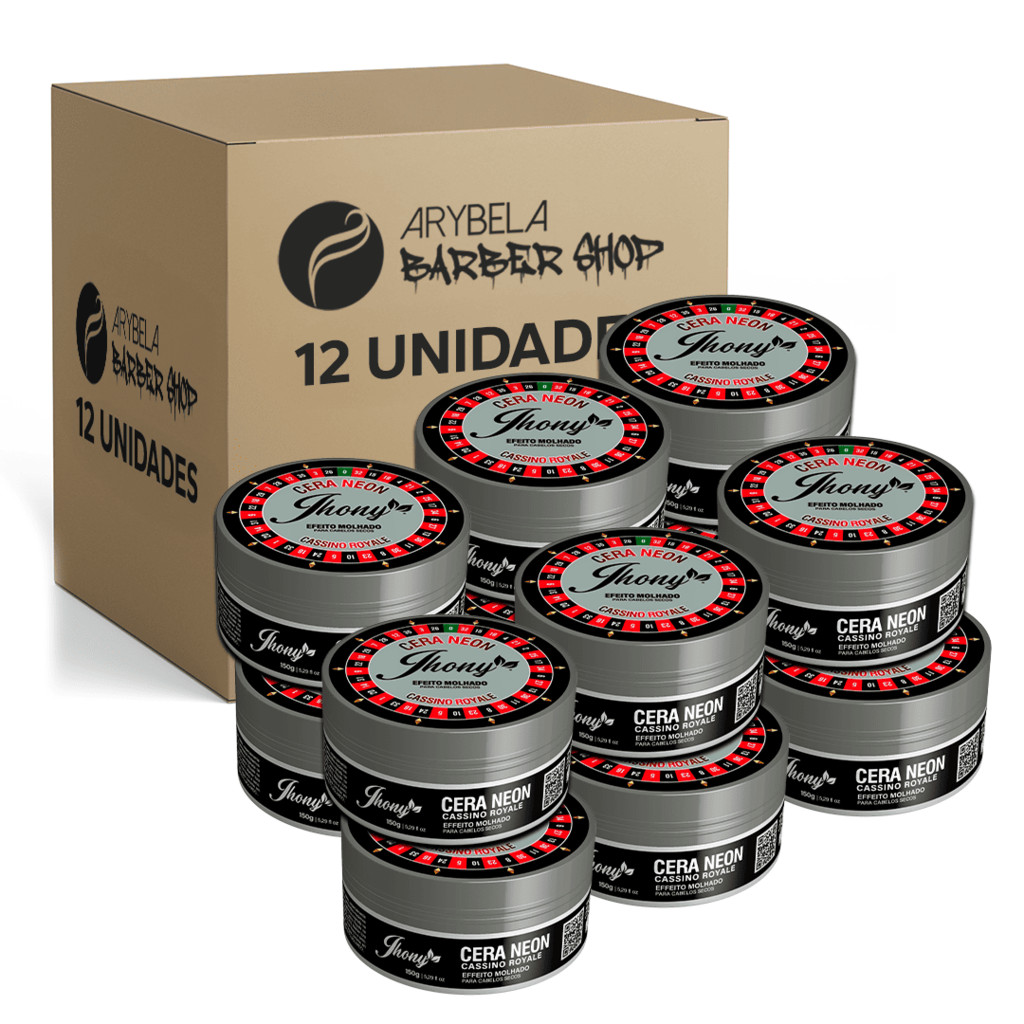PACK 12 UN - CERA MODELADORA NEON CASSINO ROYALE EFEITO MOLHADO 150G - JHONY BARBER