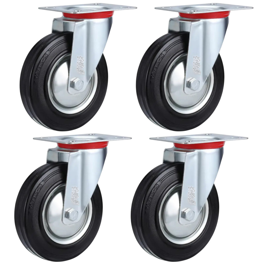 Kit 4 Rodizio De Borracha 4 Polegadas 280kg Rodinhas Para Moveis Roda Giratória Sem Trava Marca RRj em Oferta na Shopee