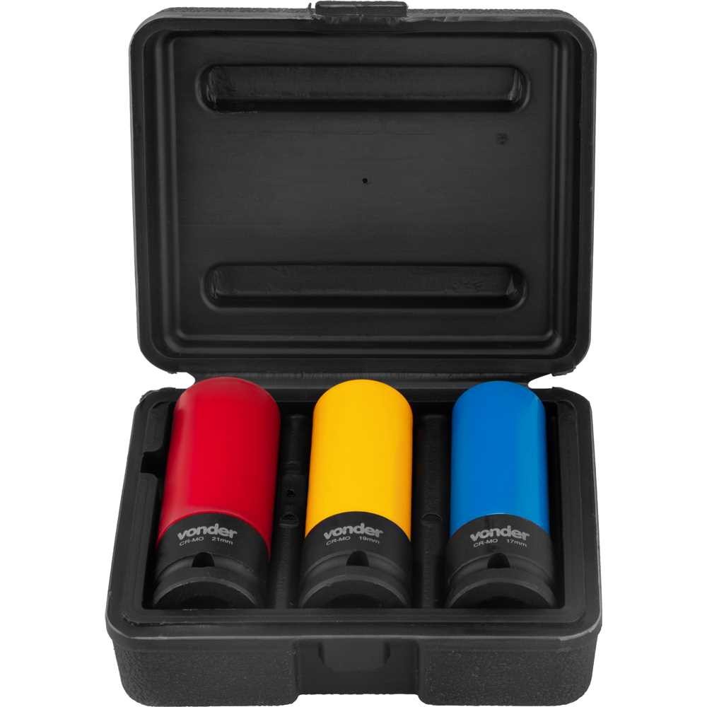 Jogo De Soquete de Impacto Longo Estojo com 3 Peças Vonder em Oferta na Shopee