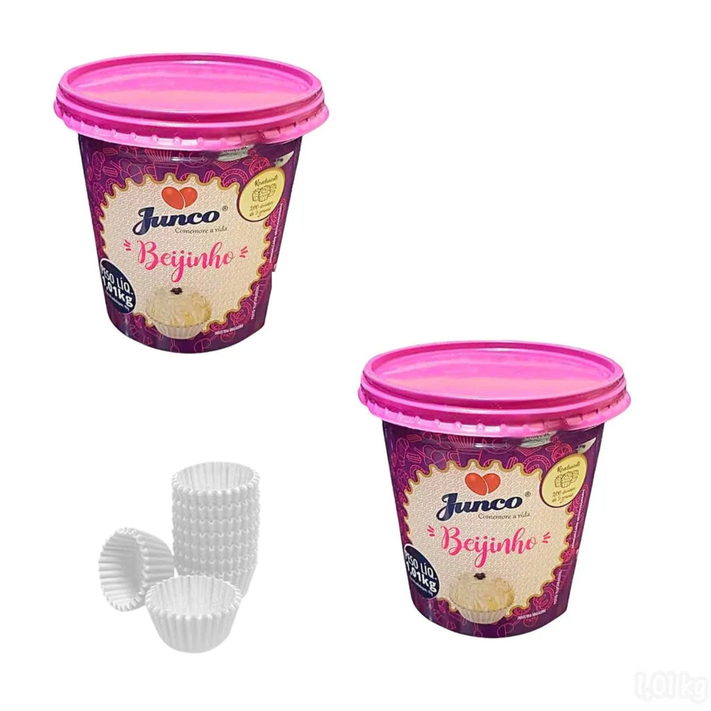 Beijinho Doce pronto p/ Enrolar Kit 2 Potes 1,01 Kg Junco