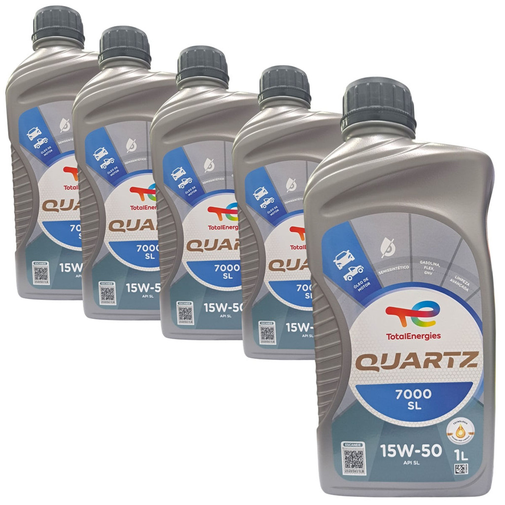 Kit 5L Óleo Motor Total Quartz 7000 15w50 SL Semissintético