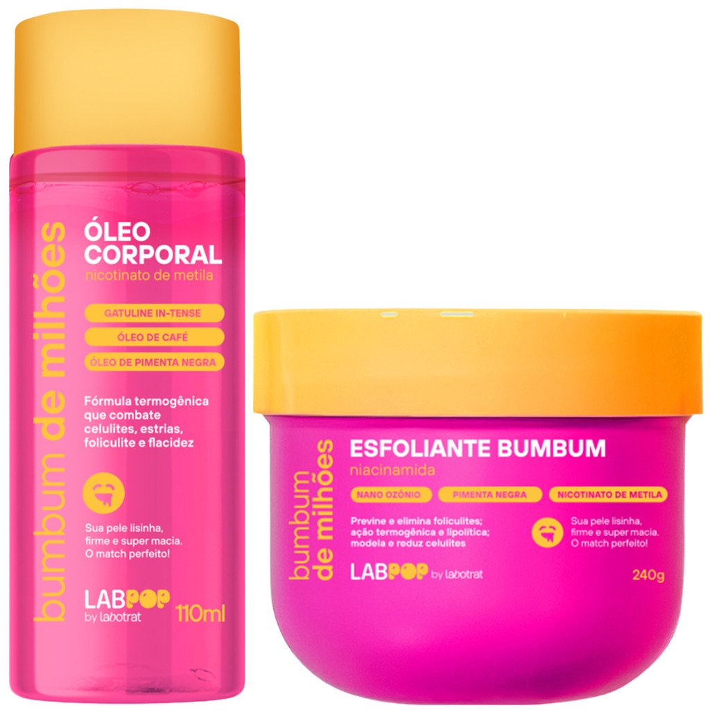 Kit Bumbum De Milhoes Oleo Corporal Termogenico + Esfoliante Labotrat 240g