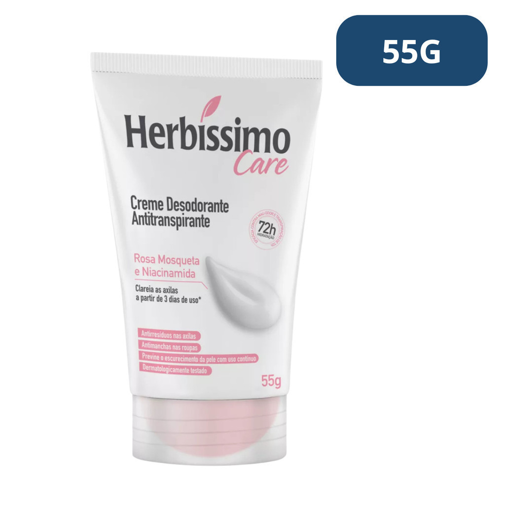 Desodorante Herbissimo Care Rosa Mosqueta 72h 55g em Oferta na Shopee