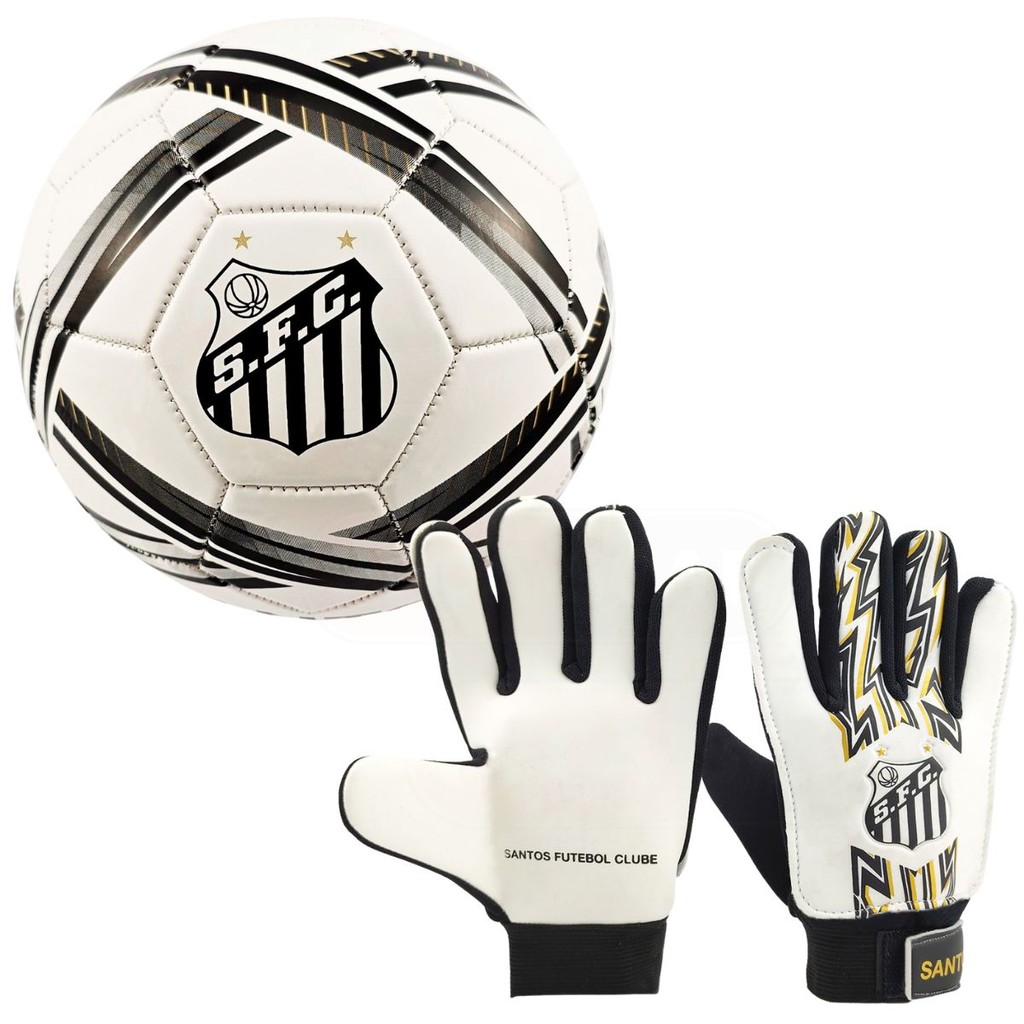 Bola de Futebol e Luva de Goleiro Infantil do Santos Original Licenciada