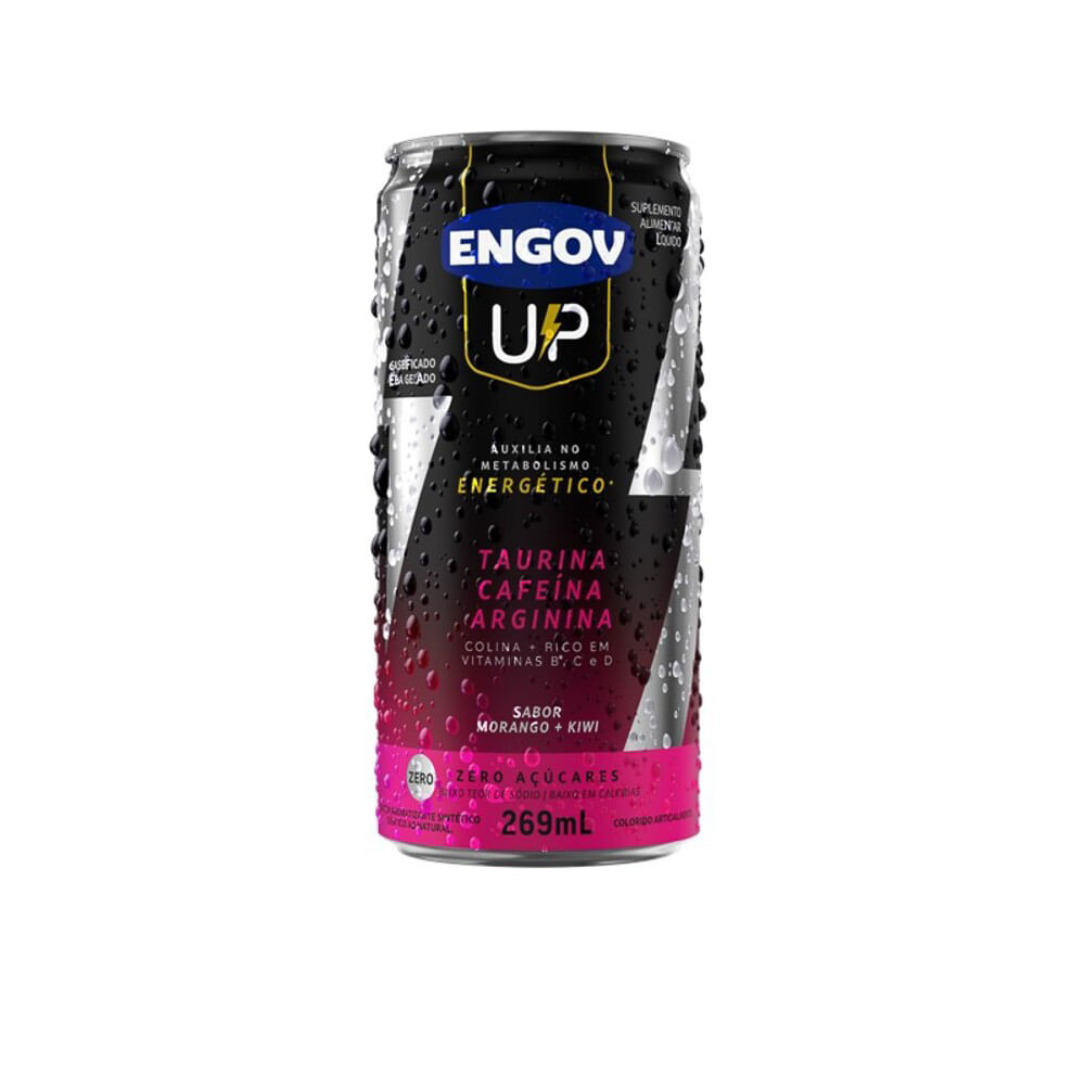 Energético Engov UP Taurina Cafeína e Arginina Sabor Morango e Kiwi Zero Açúcares 269ml - Food & Beverages