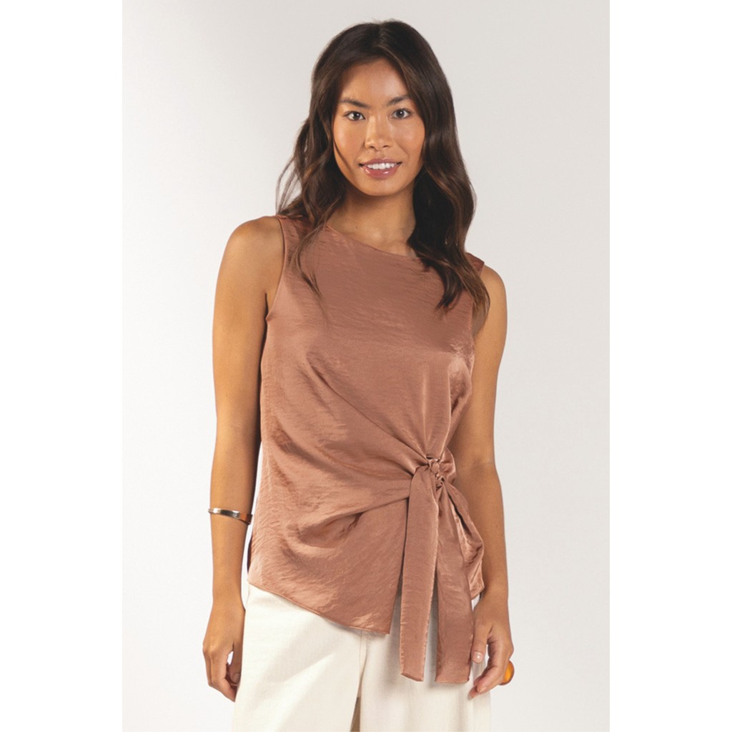 Regata Feminina Nó Lateral Marialícia Laranja - Women Clothes