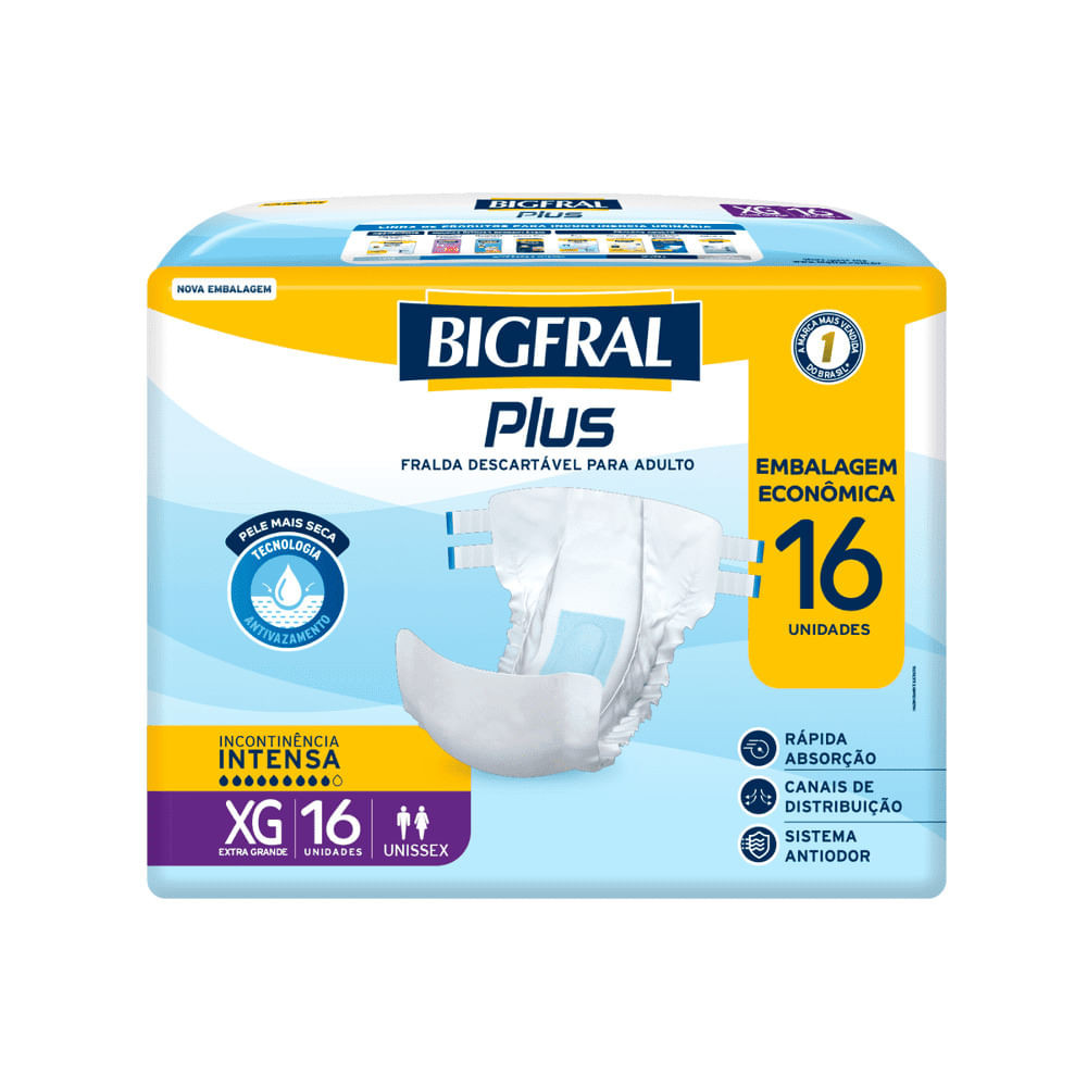 Fralda Bigfral Plus Econômica XG 16 Unidades - Health